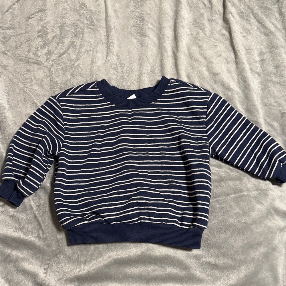 Old Navy Navy and White Striped Baby Sweatshirt